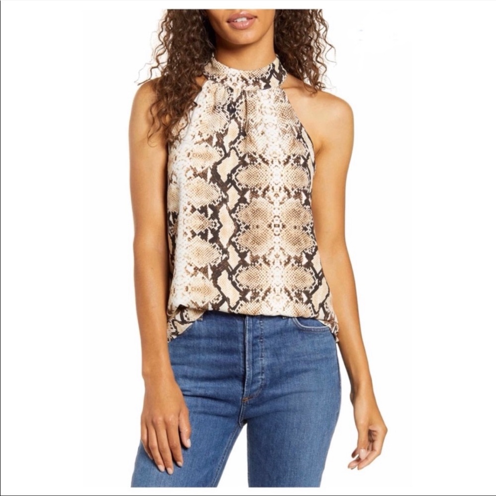 Gibson Brown Python Halter Top Tunic New